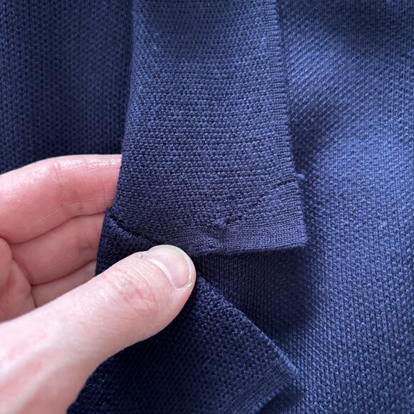 Kancy Kole Navy Blue Sweater Blazer Medium 3-button pockets collar *small flaw - Picture 6 of 9